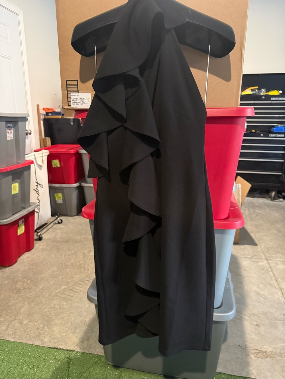 Black Ruffle One-Shoulder Women’s Dress mp28